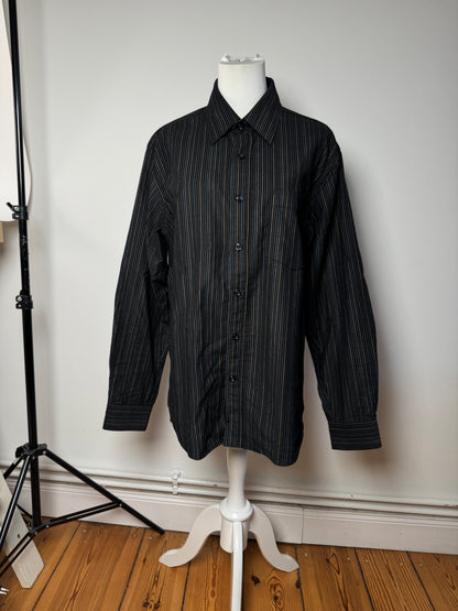 Vintage Kansai Yamamoto Striped Mens Shirt Black M