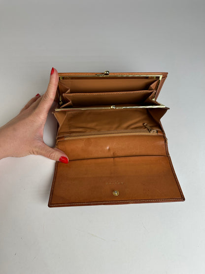 Vintage Celine Paris Triomphe Monogram Leather Long Wallet Brown