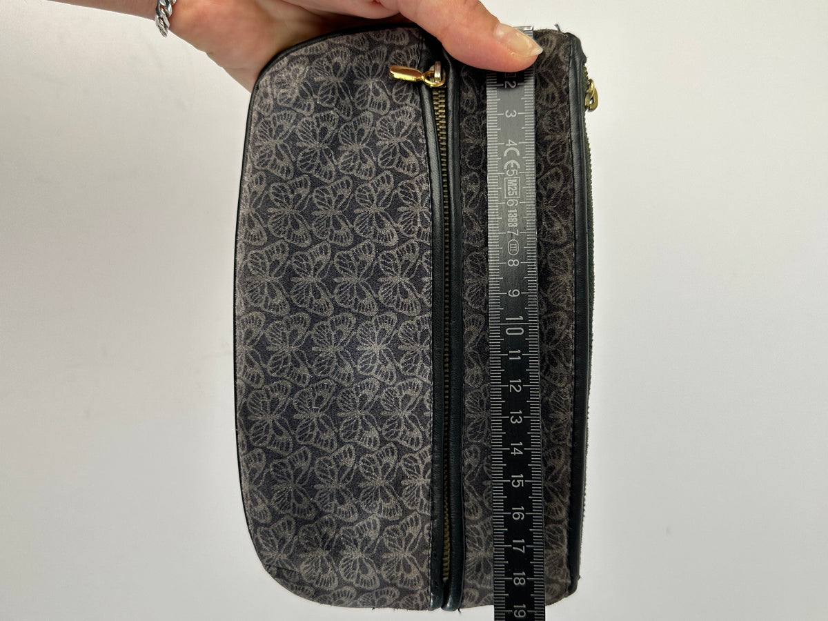 Vintage Bottega Veneta Butterfly Velvet Pouch Late 1980s Grey Black