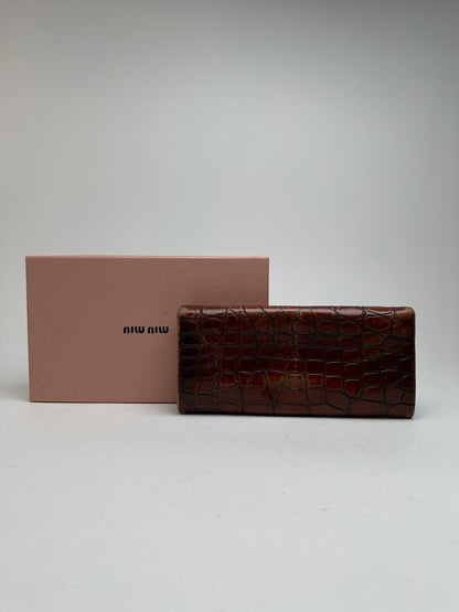 Vintage miu miu crocodile leather wallet brown