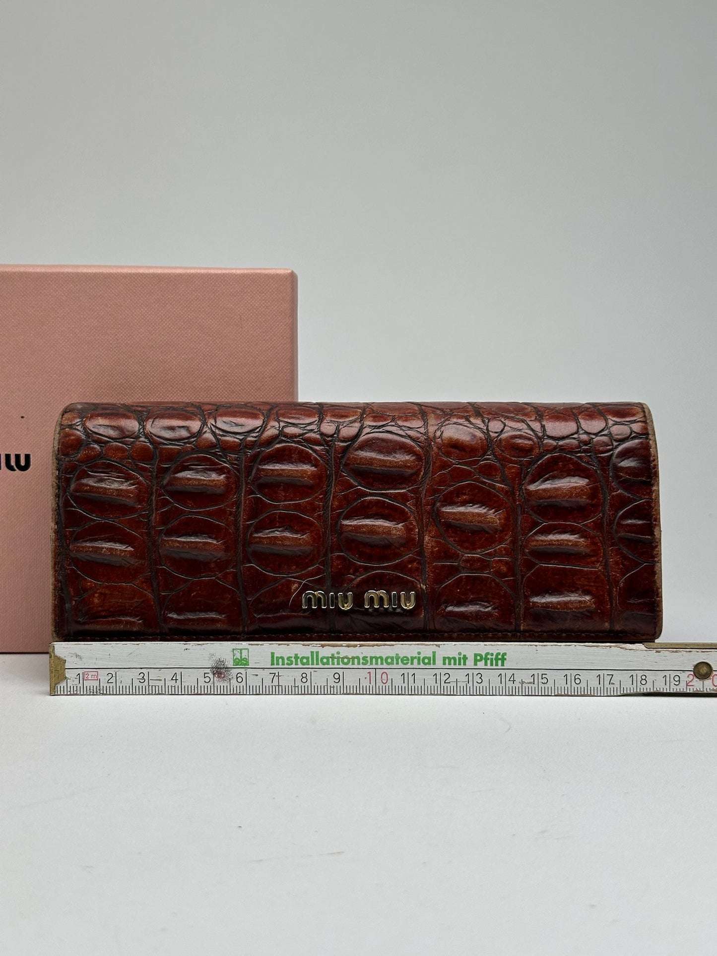 Vintage miu miu crocodile leather wallet brown