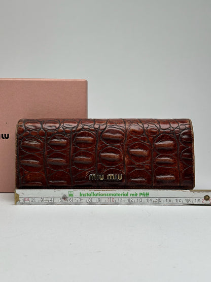 Vintage miu miu crocodile leather wallet brown