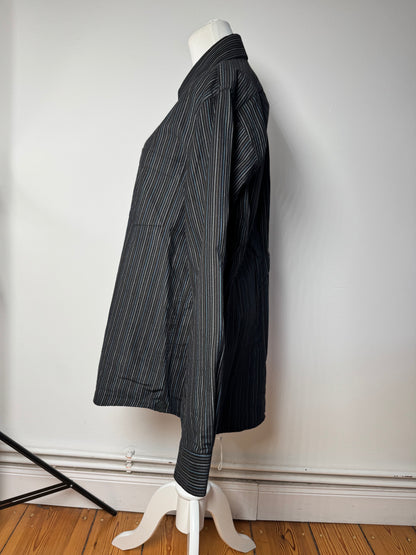 Vintage Kansai Yamamoto Striped Mens Shirt Black M