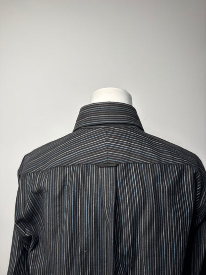 Vintage Kansai Yamamoto Striped Mens Shirt Black M