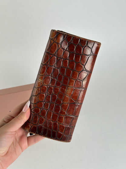 Vintage miu miu crocodile leather wallet brown