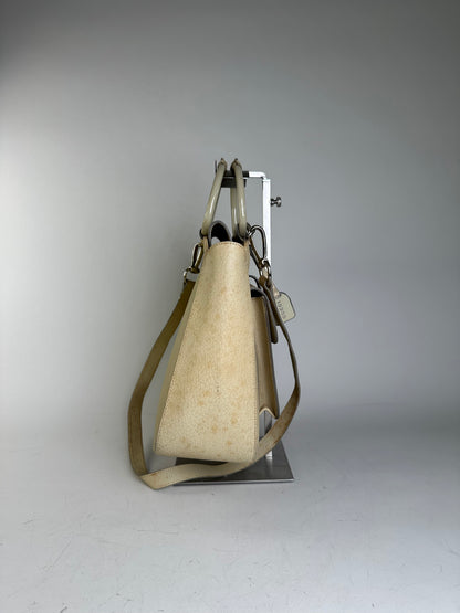 Vintage Gucci Leather Shoulder Bag Cream Silver