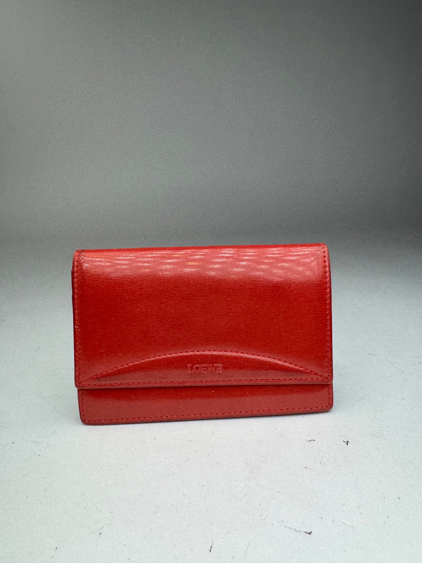 Vintage Loewe Madrid Patent Leather Card Holder red