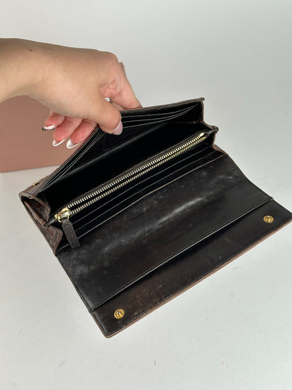 Vintage miu miu crocodile leather wallet brown