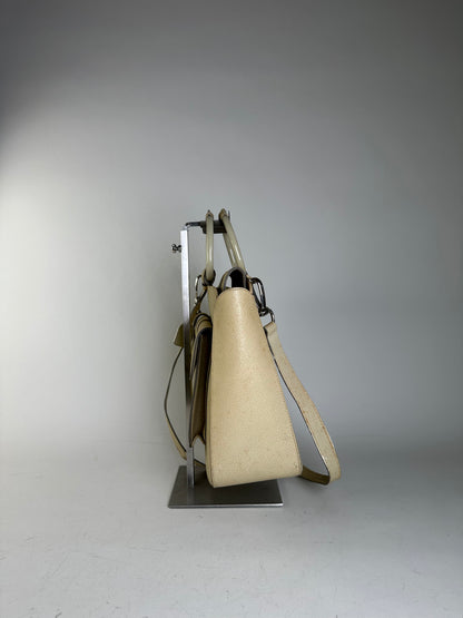 Vintage Gucci Leather Shoulder Bag Cream Silver