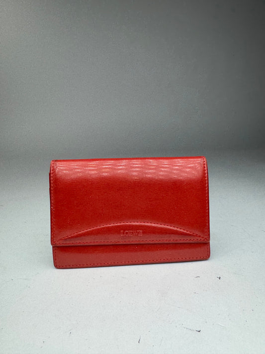Vintage Loewe Madrid Patent Leather Card Holder red