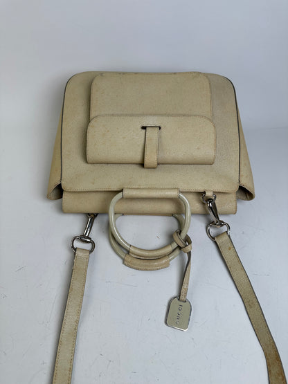 Vintage Gucci Leather Shoulder Bag Cream Silver