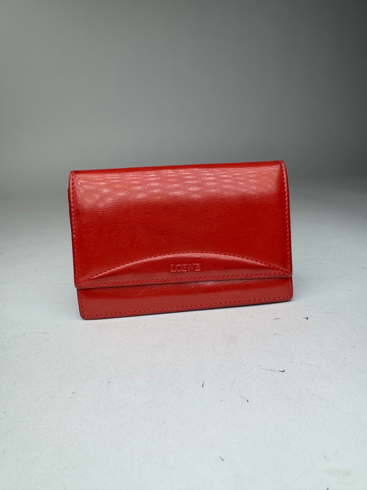 Vintage Loewe Madrid Patent Leather Card Holder red