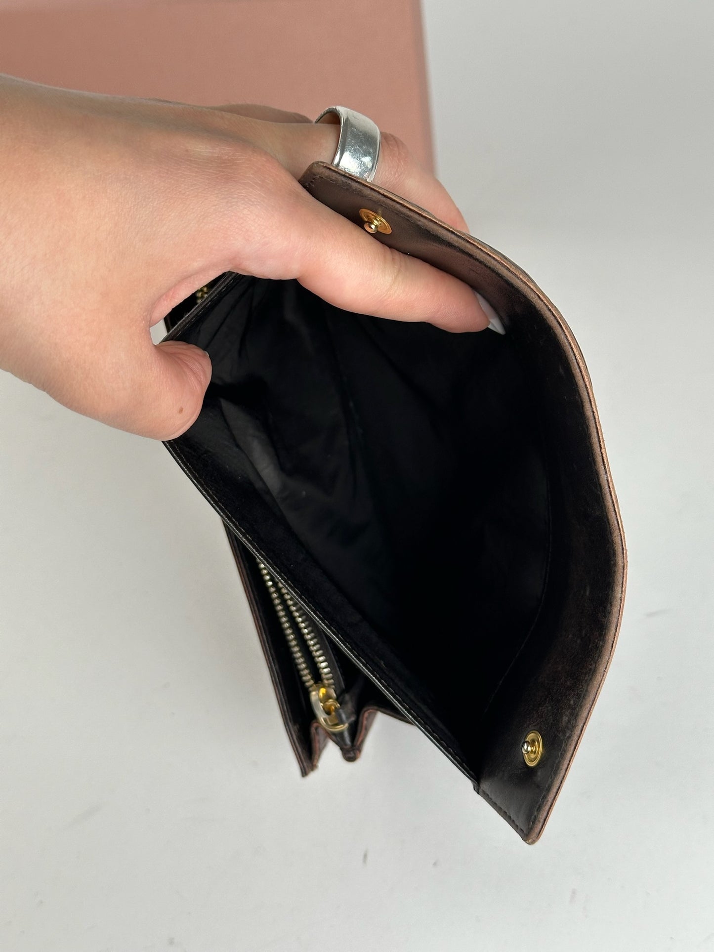 Vintage miu miu crocodile leather wallet brown