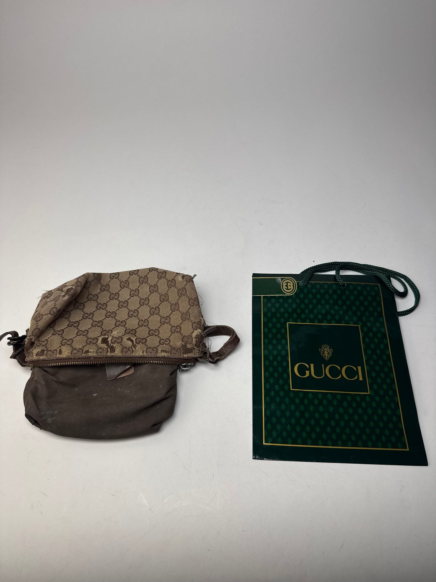 Vintage Gucci Monogram Mini Bag Beige Brown