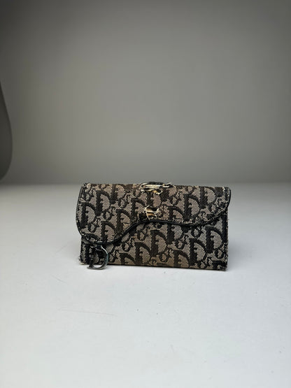 Vintage Dior Oblique Canvas Wallet Black Beige