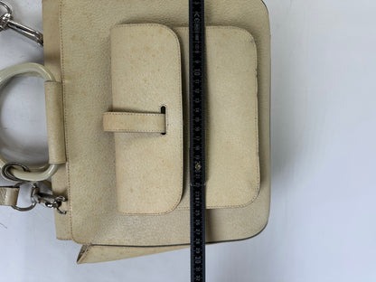 Vintage Gucci Leather Shoulder Bag Cream Silver