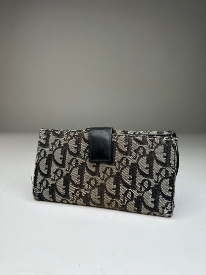 Vintage Dior Oblique Canvas Wallet Black Beige