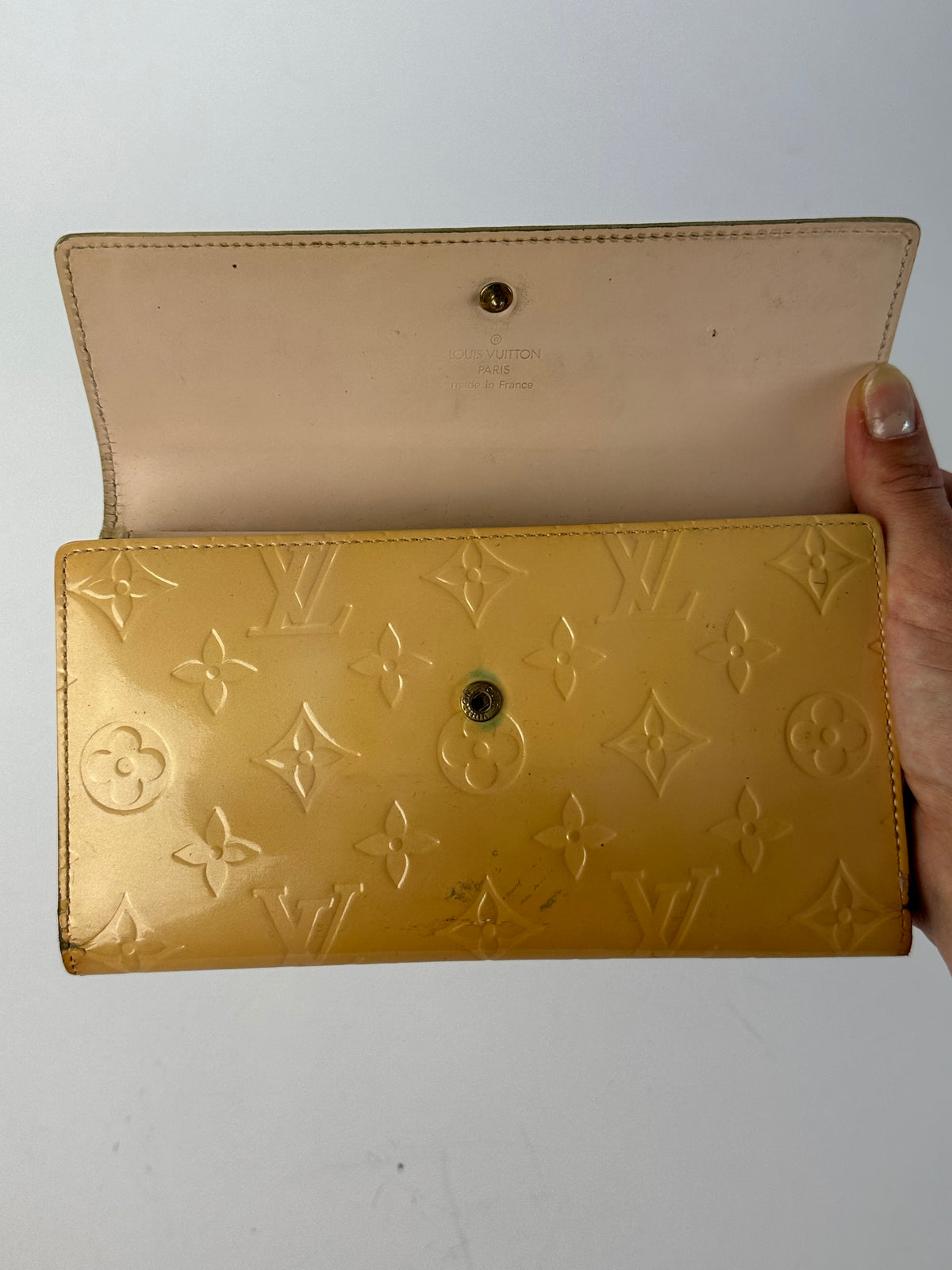 Vintage Louis Vuitton Monogram Monogram Vernis Bifold Wallet Late 1990s Yellow