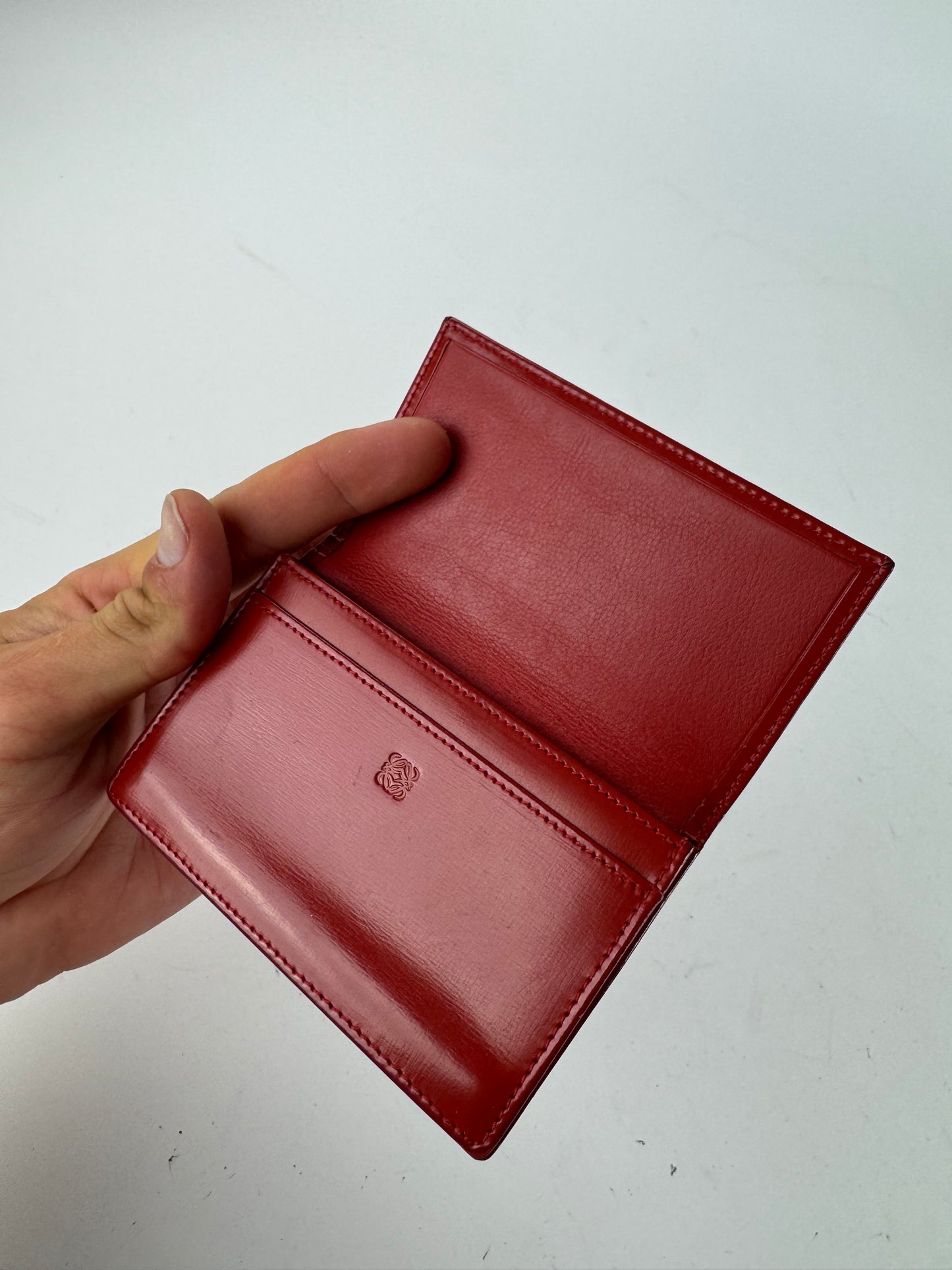 Vintage Loewe Madrid Patent Leather Card Holder red