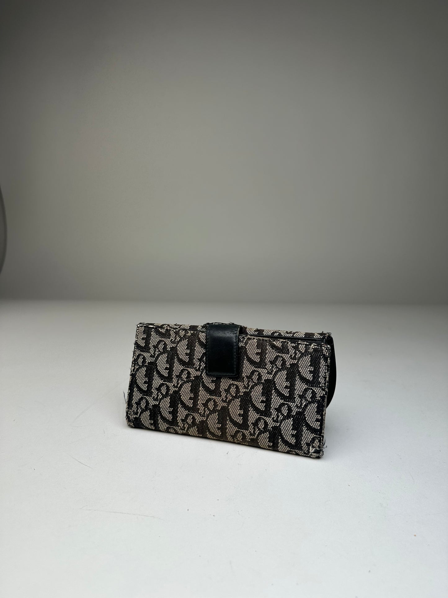 Vintage Dior Oblique Canvas Wallet Black Beige