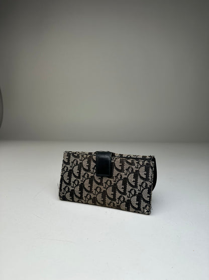 Vintage Dior Oblique Canvas Wallet Black Beige