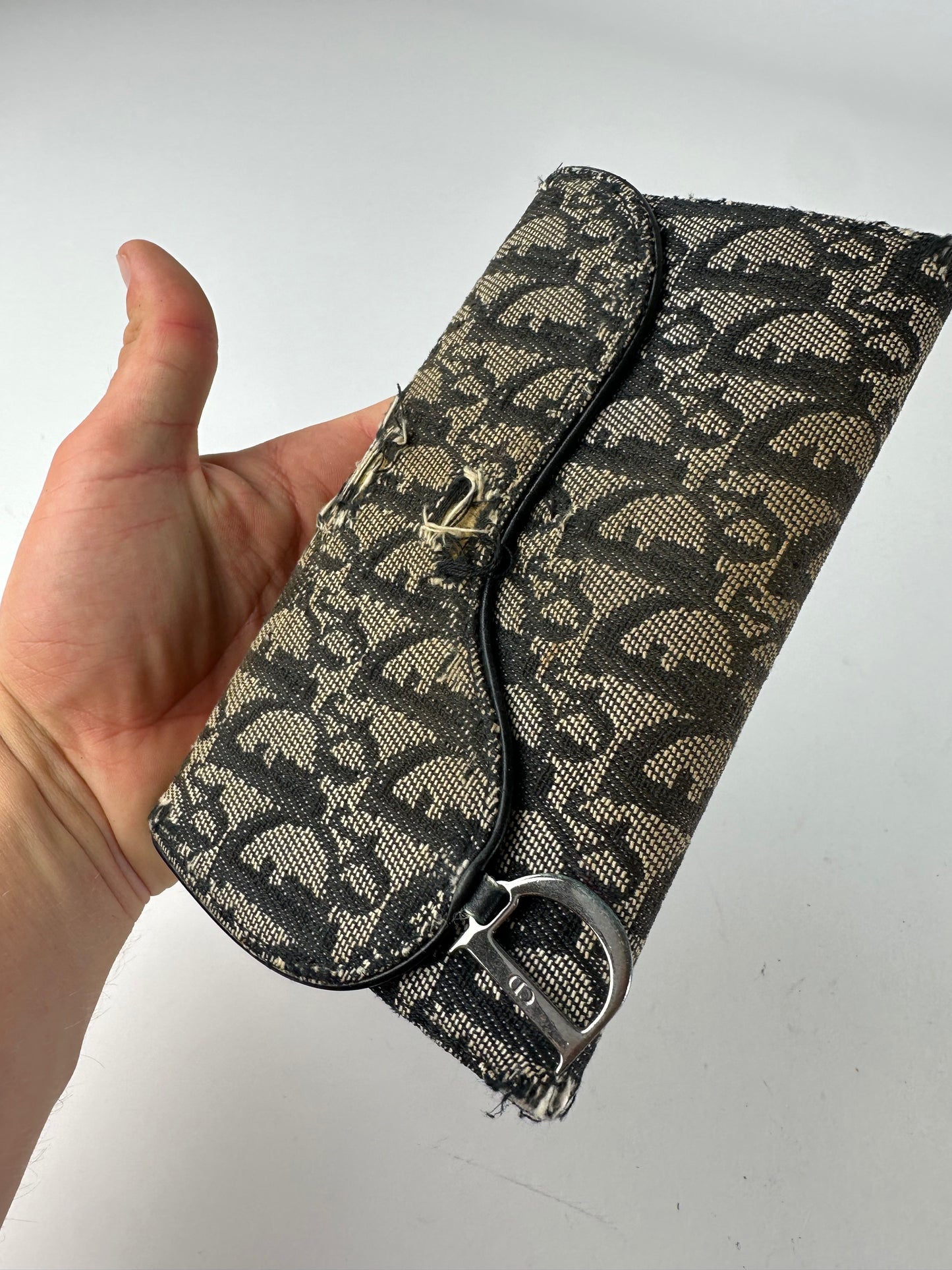 Vintage Dior Oblique Canvas Wallet Black Beige