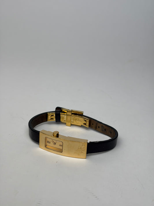 Vintage Fendi Rectangular Bracelet Watch Gold Black Late 1990s