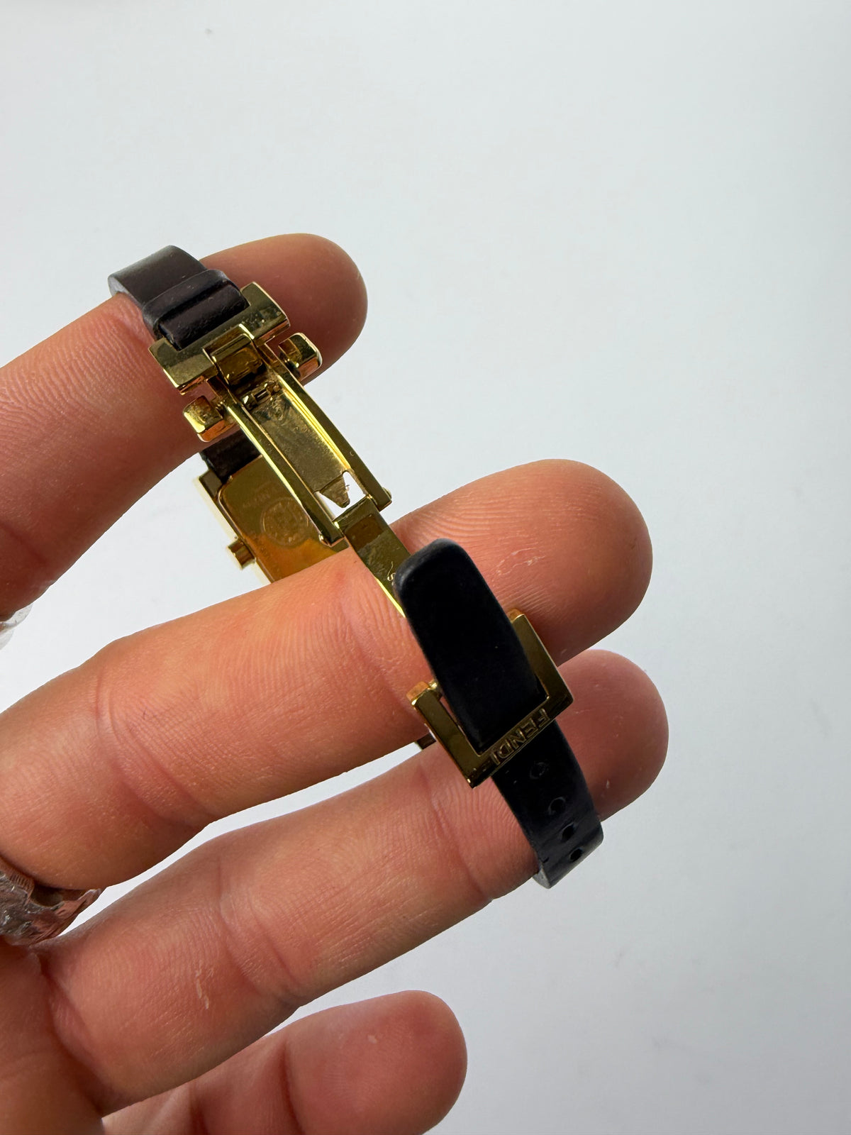Vintage Fendi Rectangular Bracelet Watch Gold Black Late 1990s