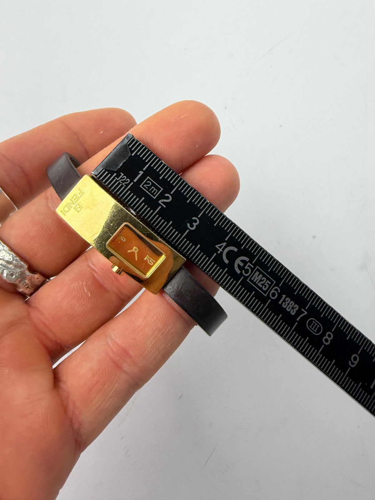Vintage Fendi Rectangular Bracelet Watch Gold Black Late 1990s
