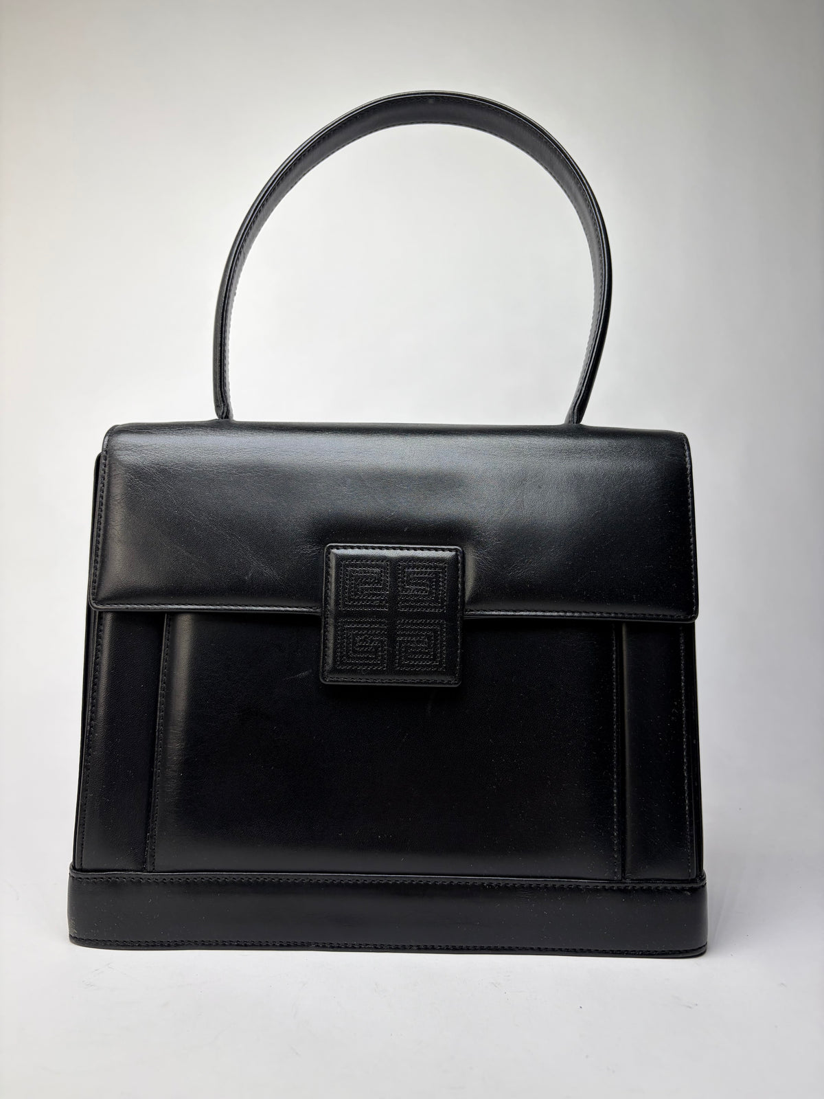 Vintage Givenchy 4G Structured Top-Handle Bag Late 1970s Black