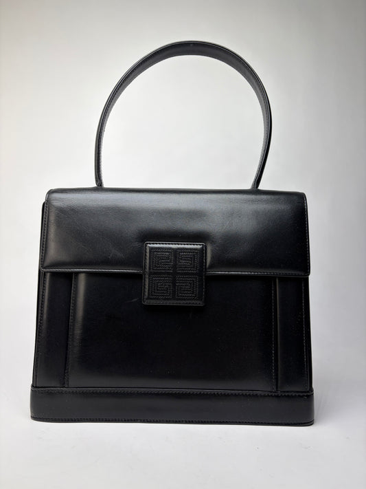 Vintage Givenchy 4G Structured Top-Handle Bag Late 1970s Black