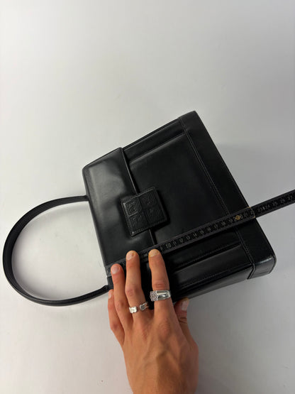 Vintage Givenchy 4G Structured Top-Handle Bag Late 1970s Black