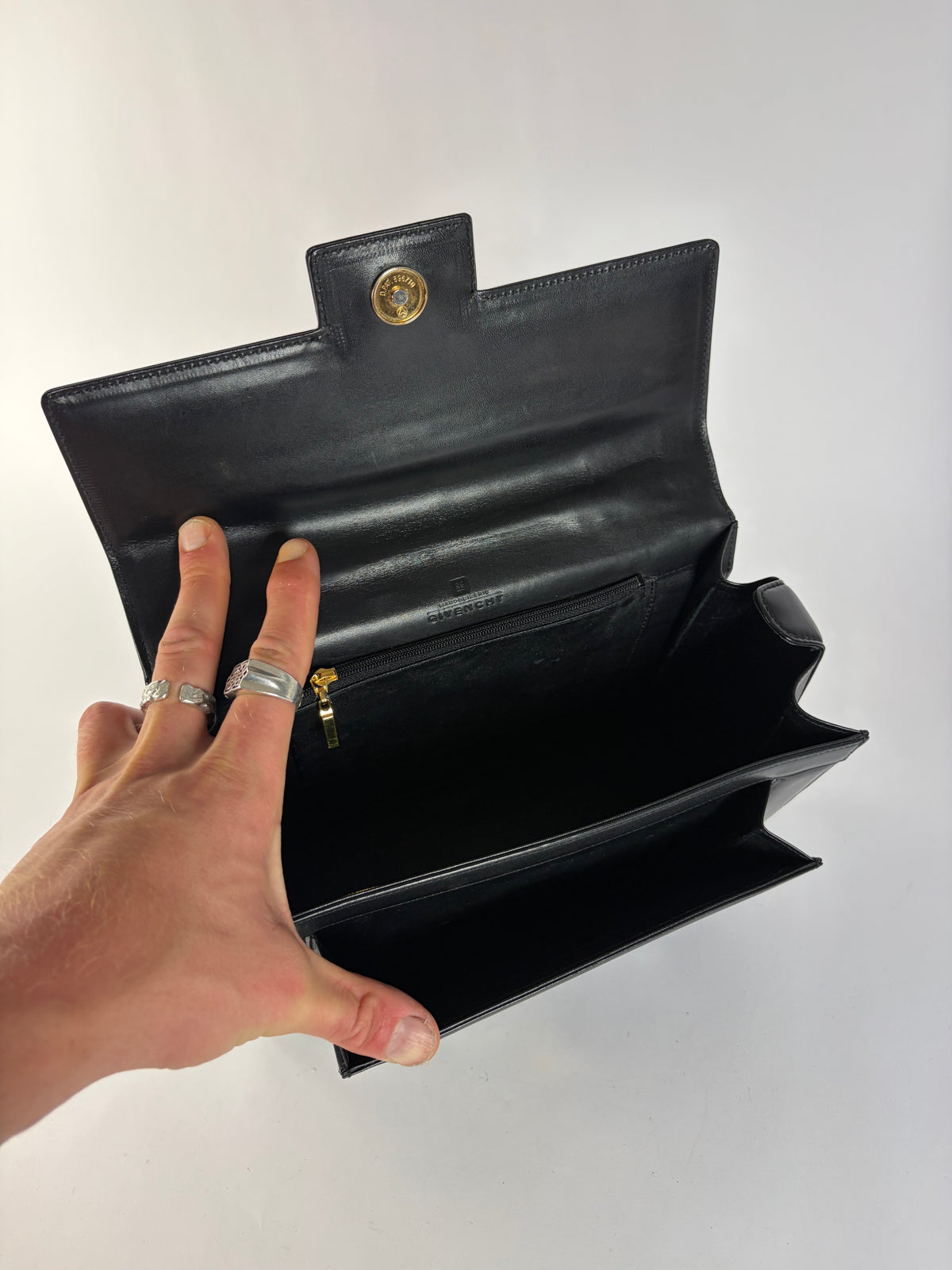 Vintage Givenchy 4G Structured Top-Handle Bag Late 1970s Black
