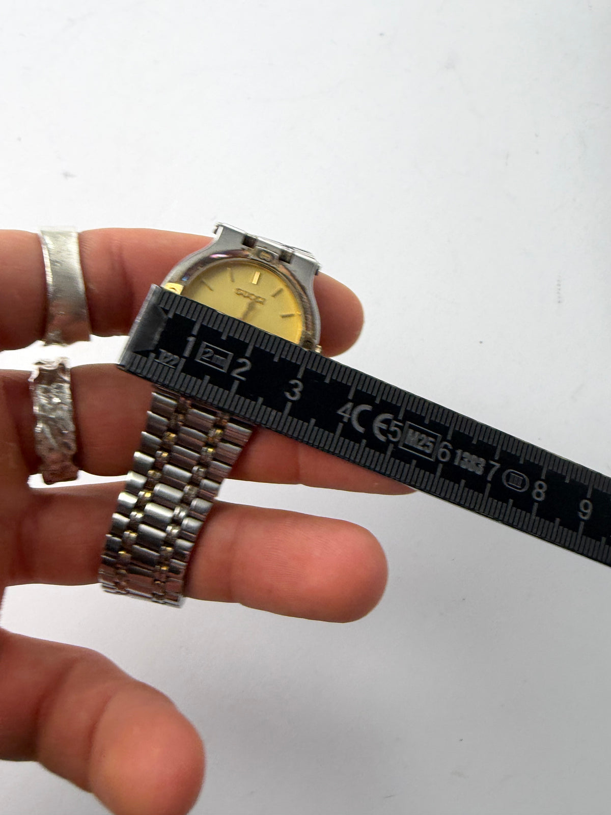 Vintage Gucci Quartz Bracelet Watch Late 1980s Yellow Silver