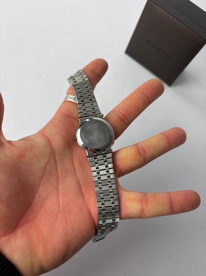 Vintage Gucci Quartz Bracelet Watch Late 1980s Yellow Silver