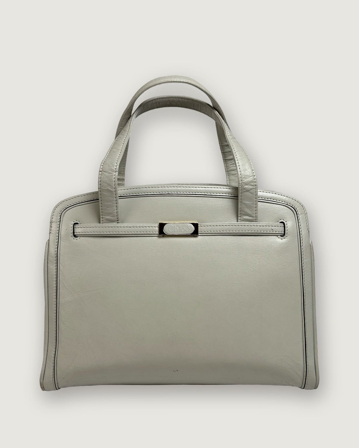 Vintage Chloé Structured Top-Handle Bag Late 1990s Light Grey