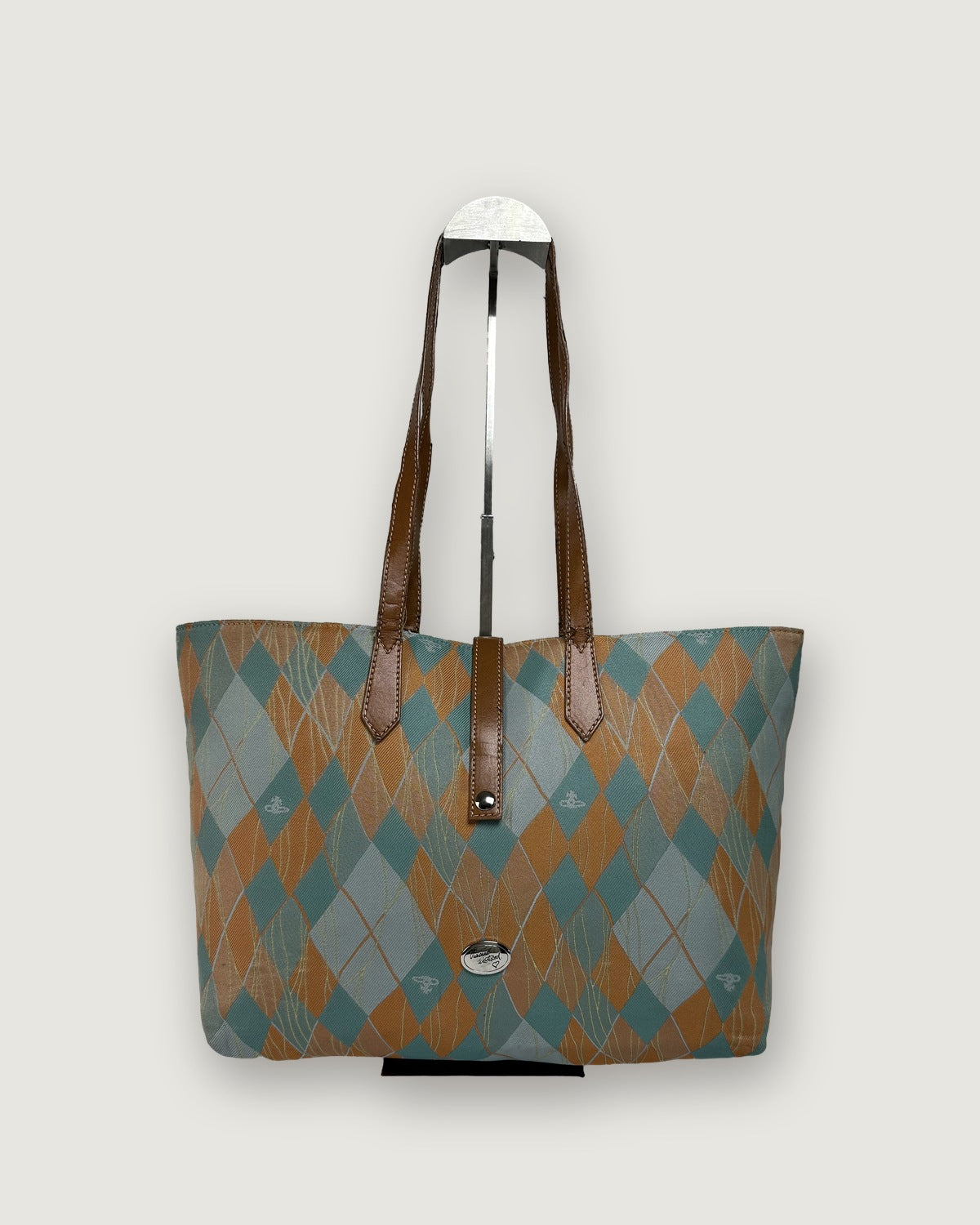 Vintage Vivienne Westwood Argyle Print Tote Early 2000s Multicolor