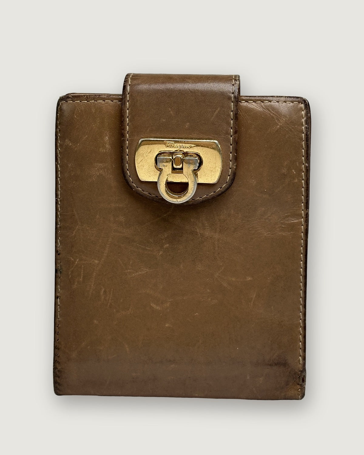 Vintage Salvatore Ferragamo Leather Bifold Wallet Late 1990s Tan