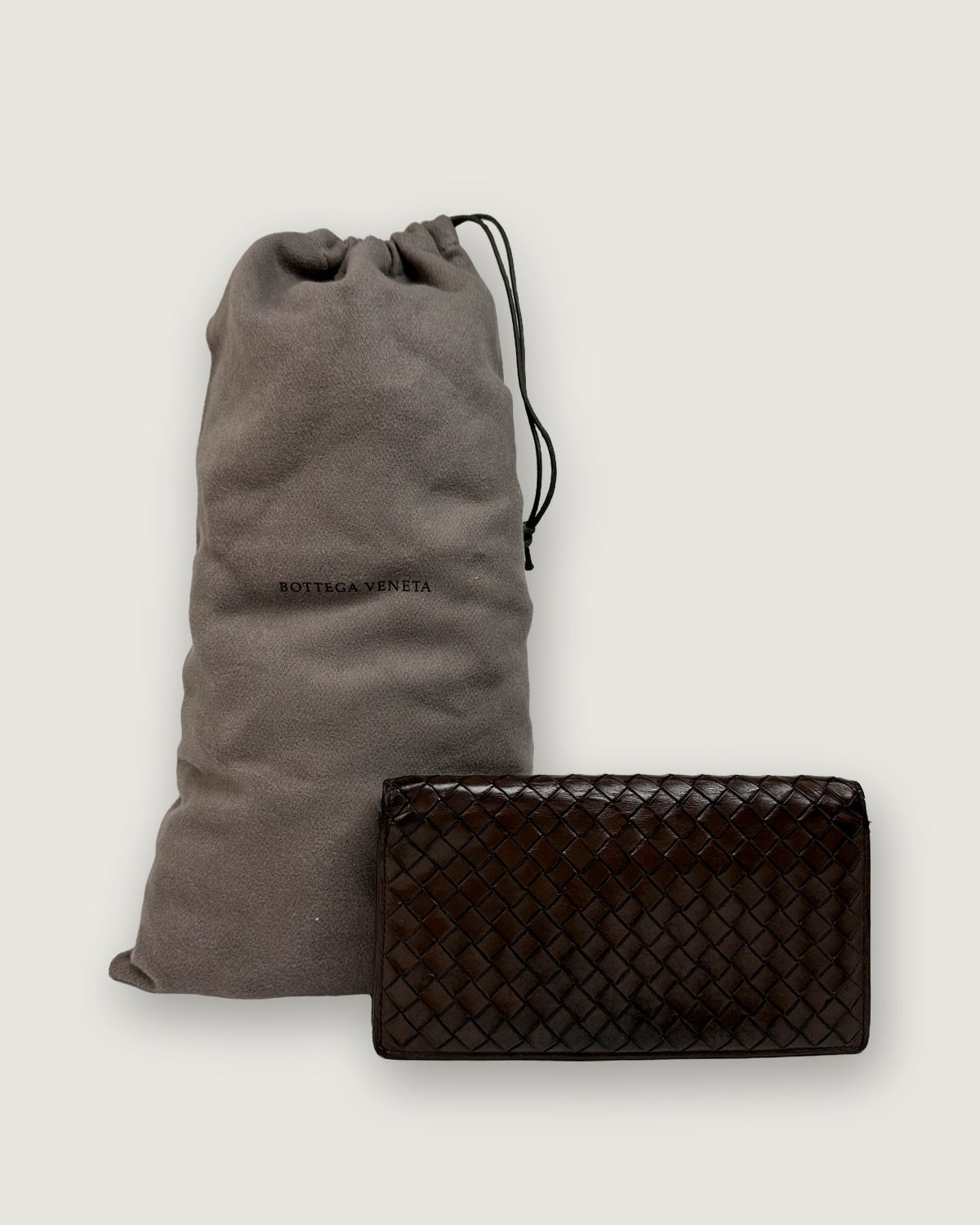 Vintage Bottega Veneta Intrecciato Bifold Wallet Early 2000s Dark Brown