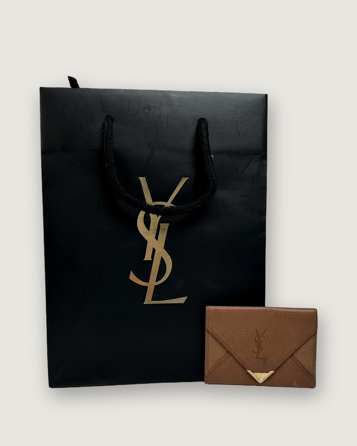 Vintage Yves Saint Laurent Leather Mini Bag Neutral Gold