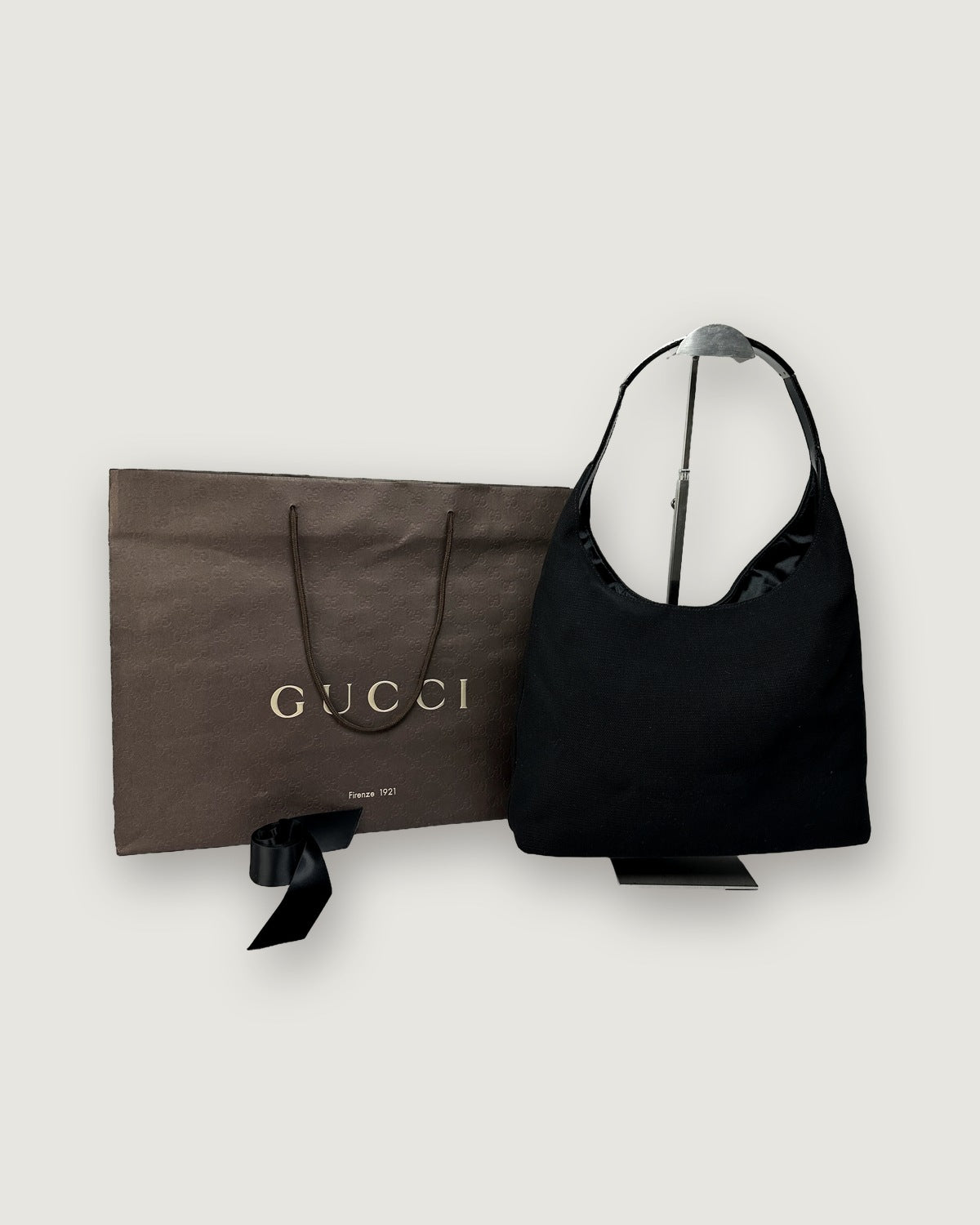 Vintage Gucci Coated Canvas Hobo Bag Late 1990s Black