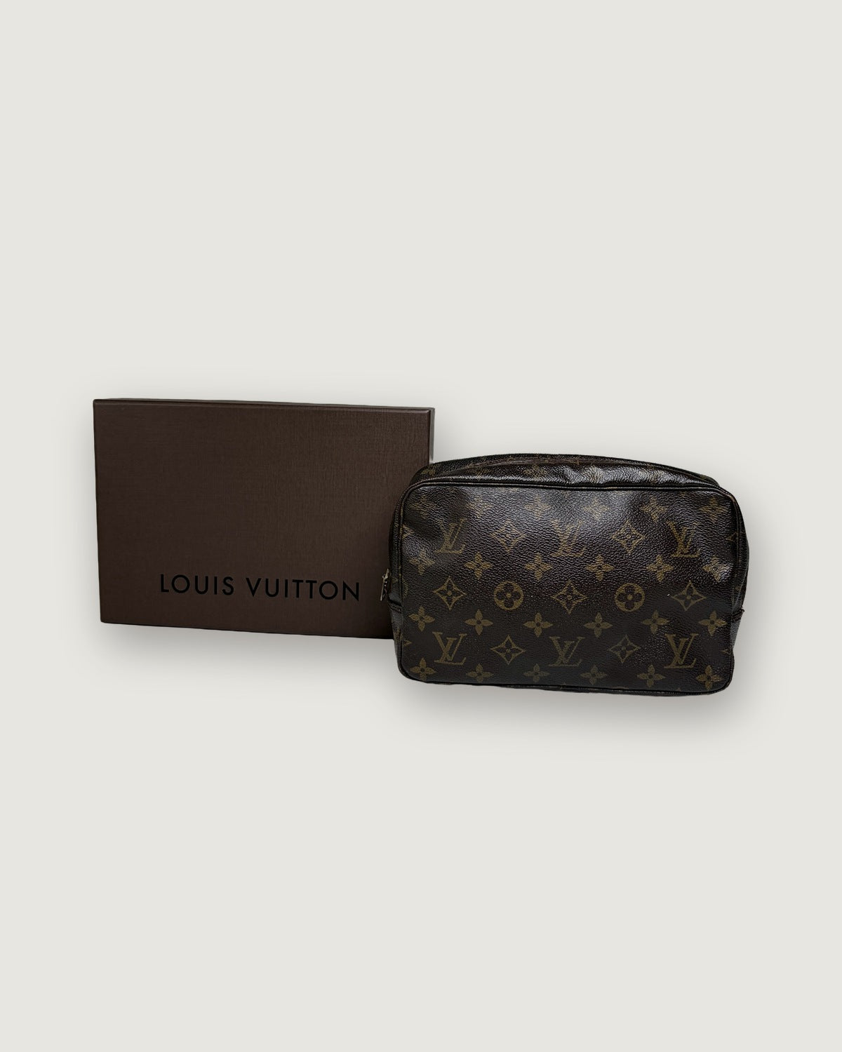 Vintage Louis Vuitton Monogram Canvas Cosmetic Pouch Brown Gold
